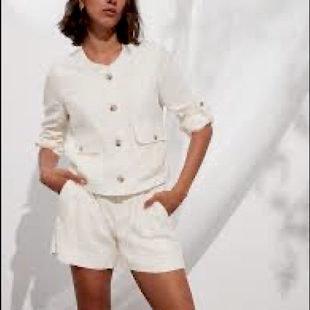 Nwt Banana Republic Cropped Utility Style Jacket Ivory